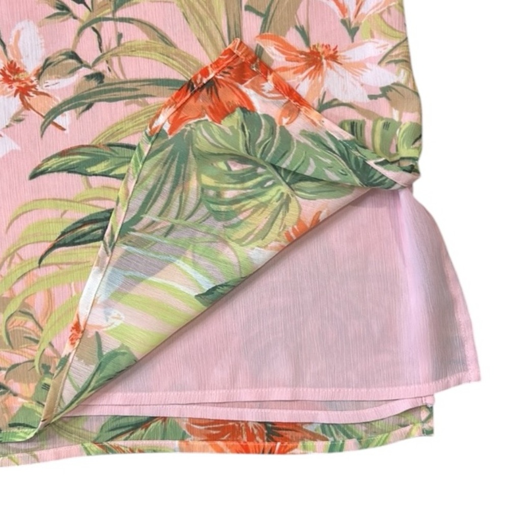 J. Jill Tropical Floral Print Lined Chiffon 3/4 Sleeve Tunic Top XL - Picture 9 of 13